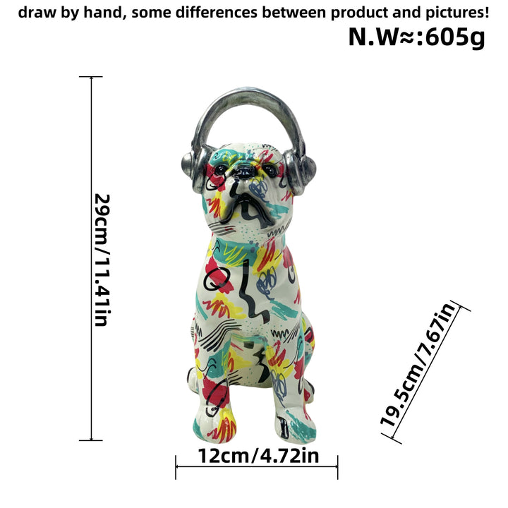 Creative Bulldog Sculpture with Headphones Stornfield