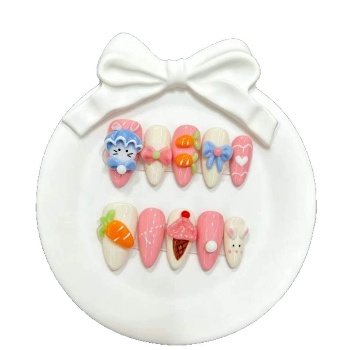 Whimsical Cartoon-Themed Press-On Nail Art Set