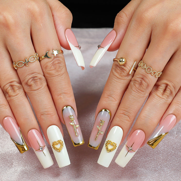 Acrylic nail set with glamorous decorations Stornfield