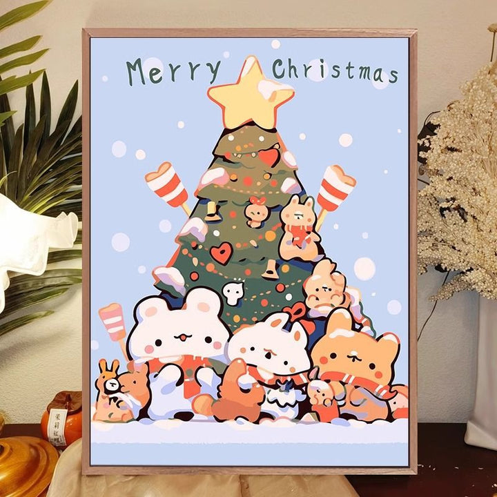 Whimsical Cat-Themed Holiday Canvas Art Print Stornfield