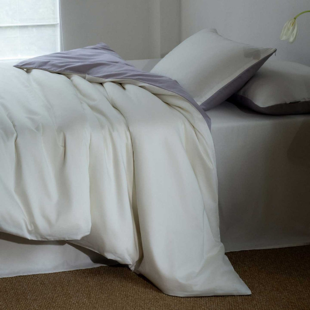 Luxury Reversible Cotton Sateen Duvet Cover Bedding Set