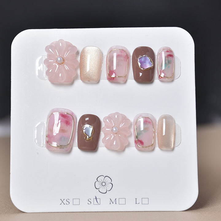 Artistic Gem-Accented Press-On Nail Extensions Stornfield