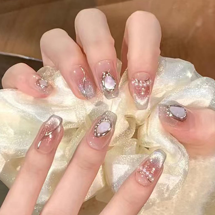 Elegant Stiletto Press-On Nail Set with Gem and Glitter Accents Stornfield