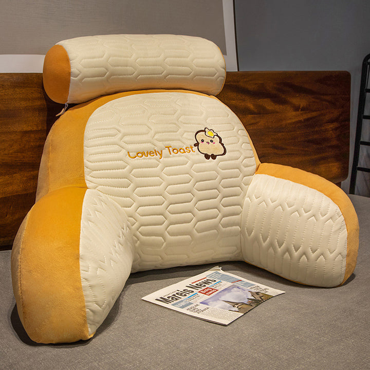 Plush back support pillow with toast design Stornfield