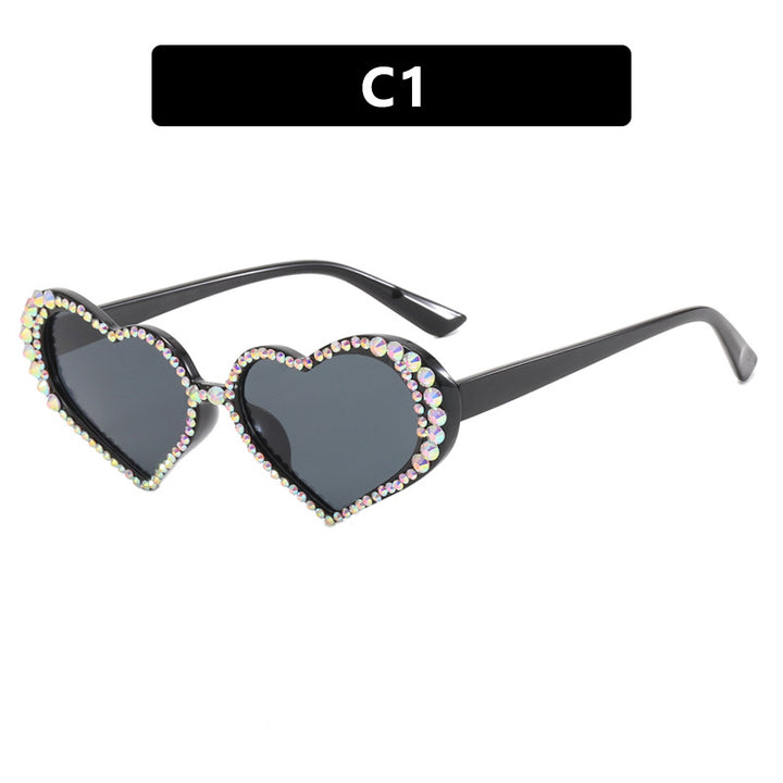 Women's Heart-Shaped Sunglasses with Rhinestone-Embellished Frame Stornfield