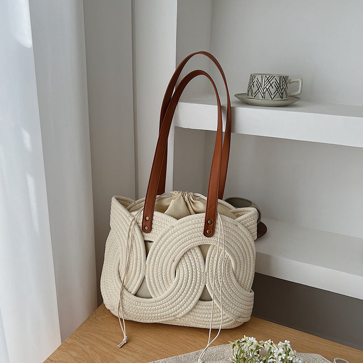 Woven Handle Tote Bag
