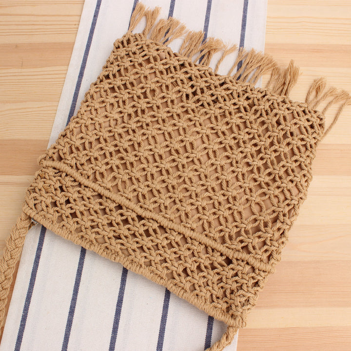 Handcrafted macrame shoulder bag with fringes Stornfield