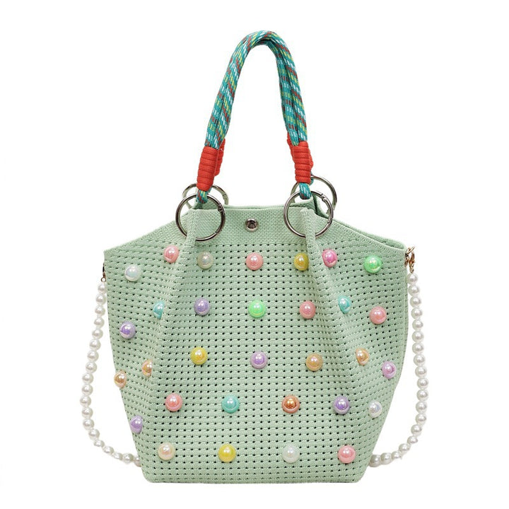 Playful Decorative Pearl-Embellished Tote