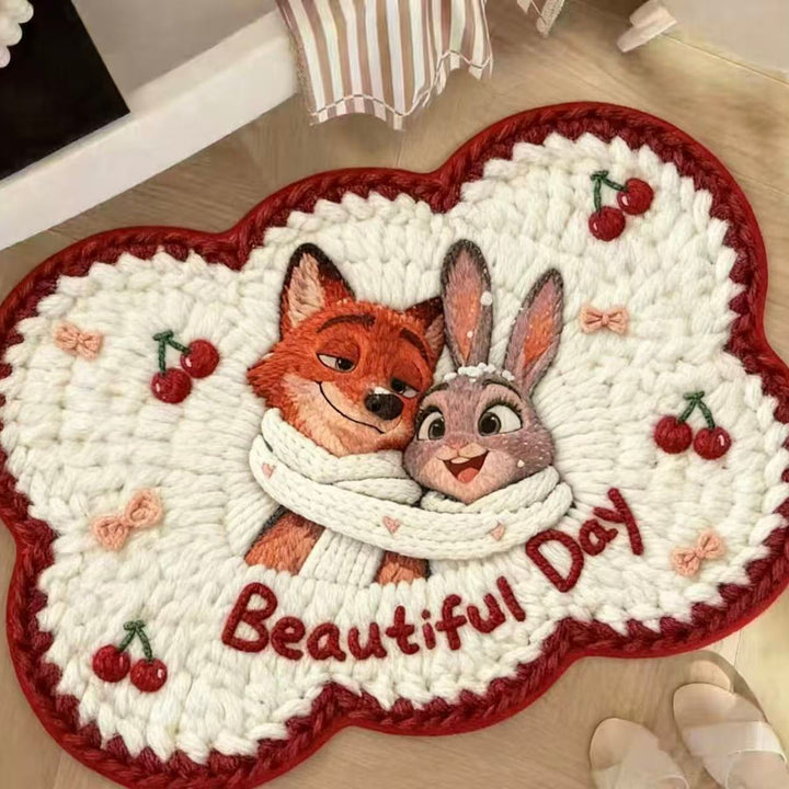 Embroidered Pumpkin-Themed Area Rug