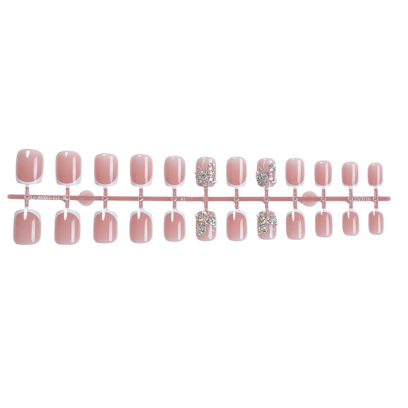 Decorative Press-On Nail Set with Butterfly and Gem Accents Stornfield