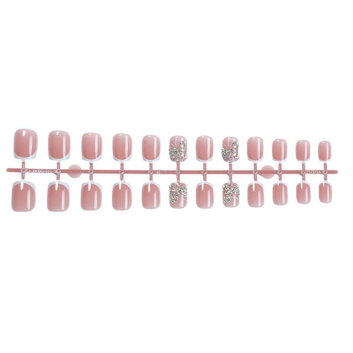 Decorative Press-On Nail Set with Butterfly and Gem Accents Stornfield