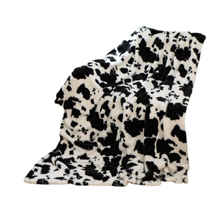 Plush Cow Print Throw Blanket
