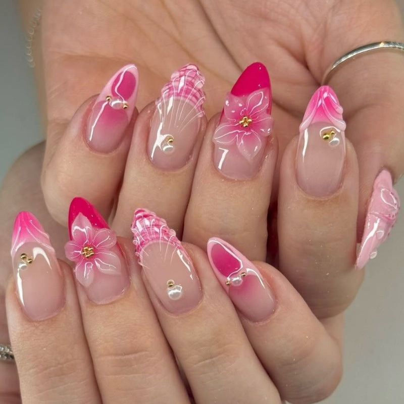 Elegant Floral-Accented Press-On Nail Set Stornfield