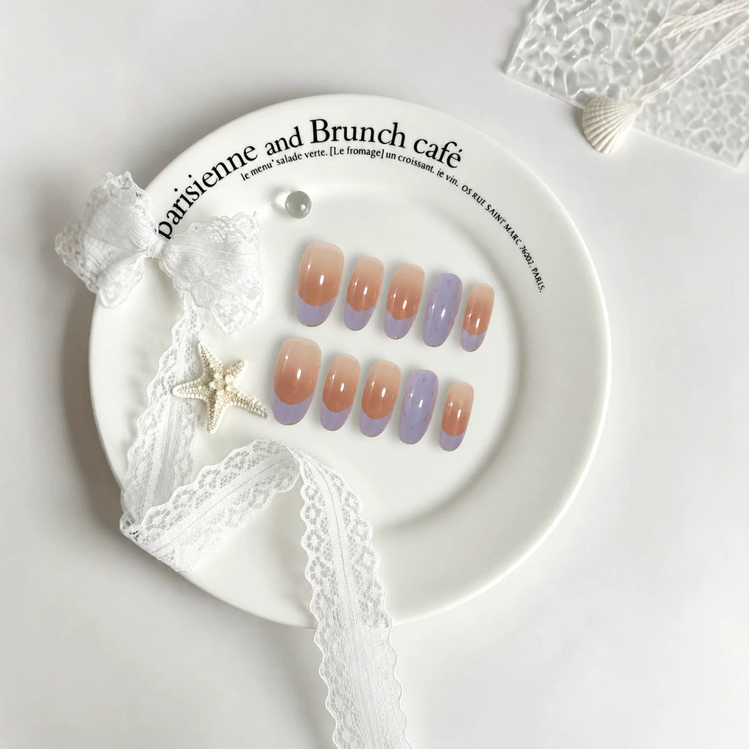 Elegant French Tip Press-On Nail Set Stornfield