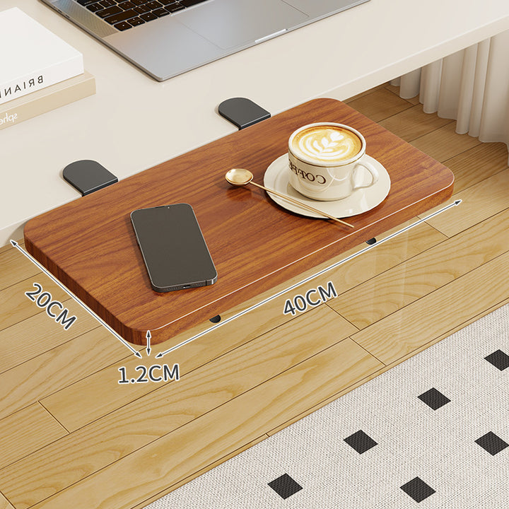 Clip-On Bamboo Folding Cup and Snack Side Table with Adjustable Swivel Clamp