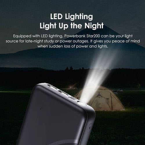 High-capacity wireless power bank with integrated retractable charging cables and LED battery indicators Stornfield