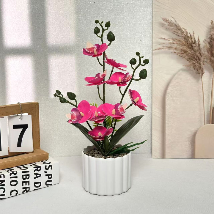 Elegant Faux Orchid Arrangement for Indoor Home Decor