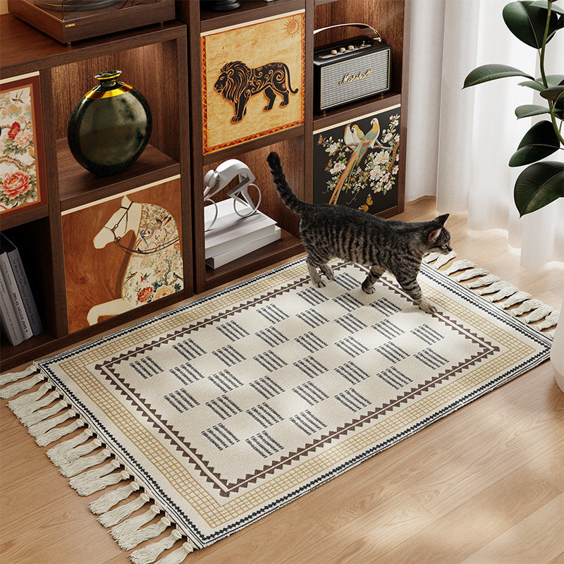 Decorative Area Rug with Fringed Edges Stornfield