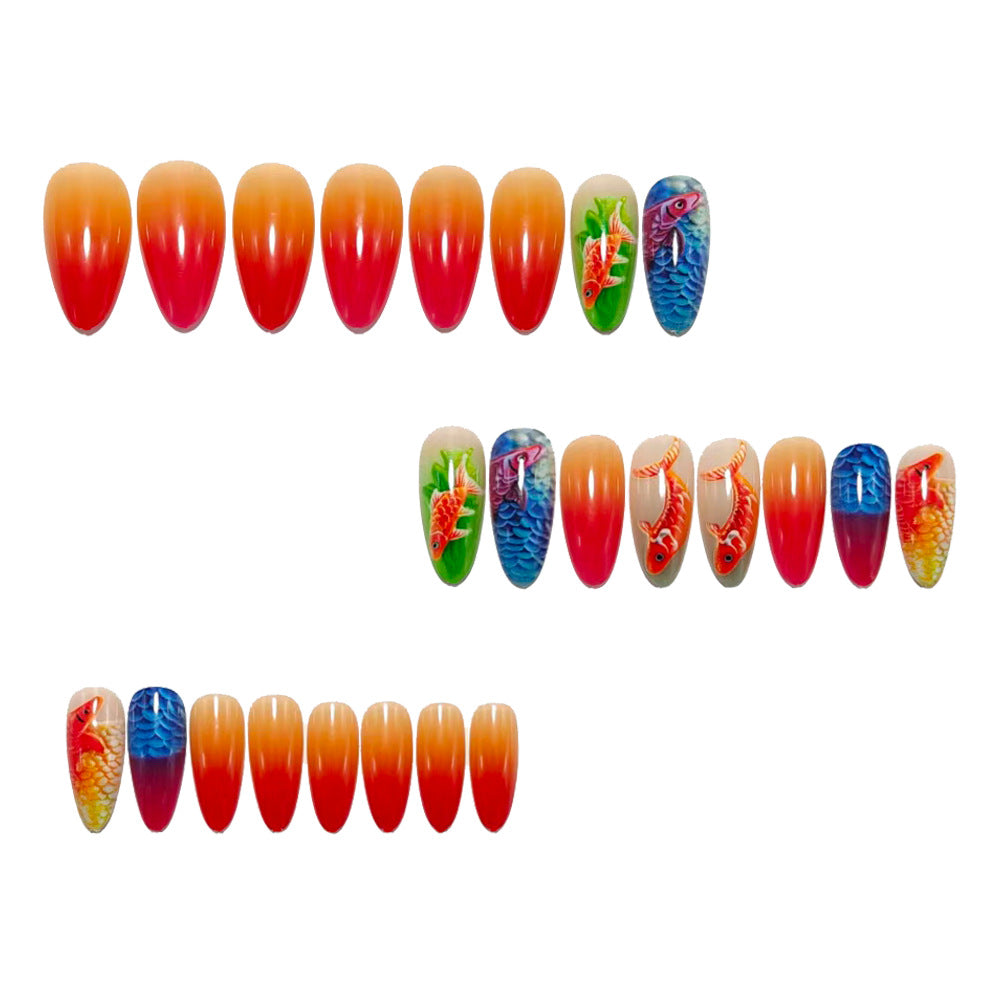 Artificial nails with 3D Koi fish design Stornfield
