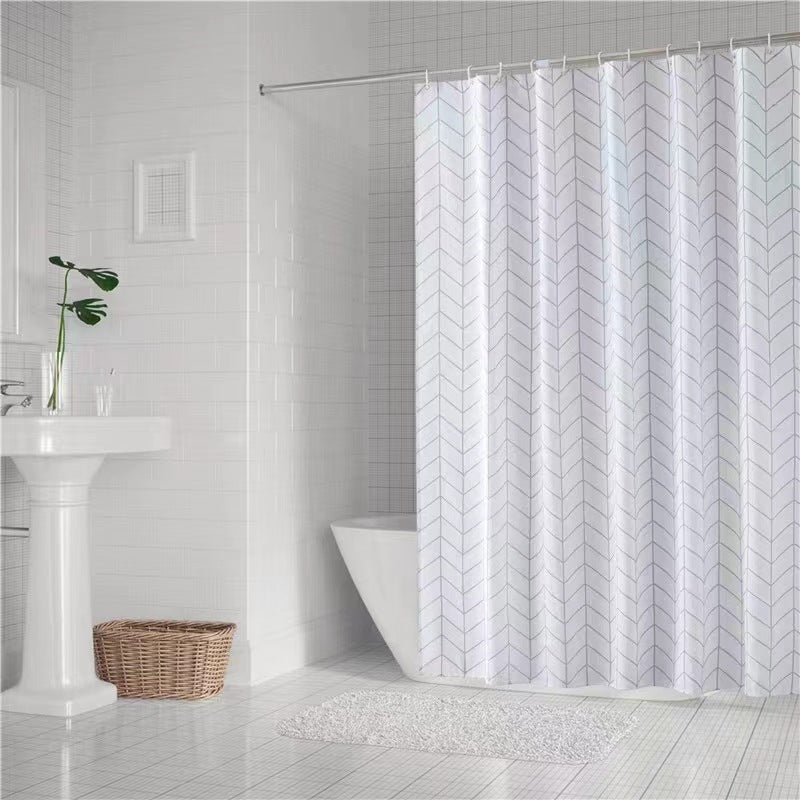 Chevron Patterned Fabric Shower Curtain Stornfield