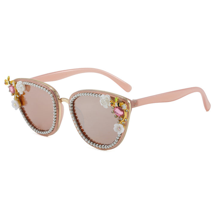 Ladies Glamorous Cat-Eye Sunglasses with Floral Decorations Stornfield