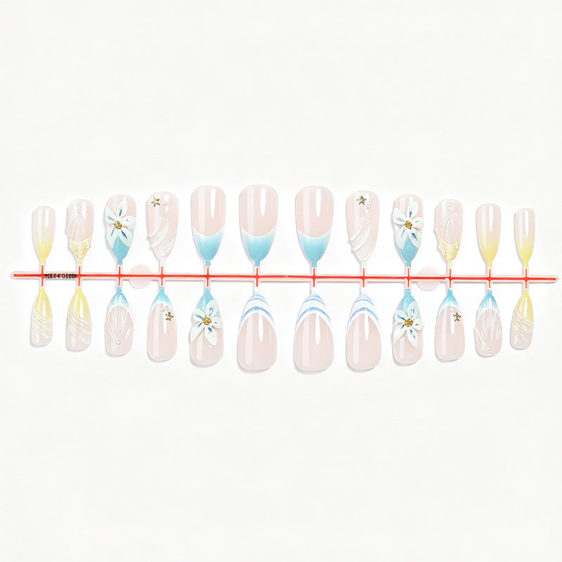 Premium Floral Art Press-On Nail Set Stornfield
