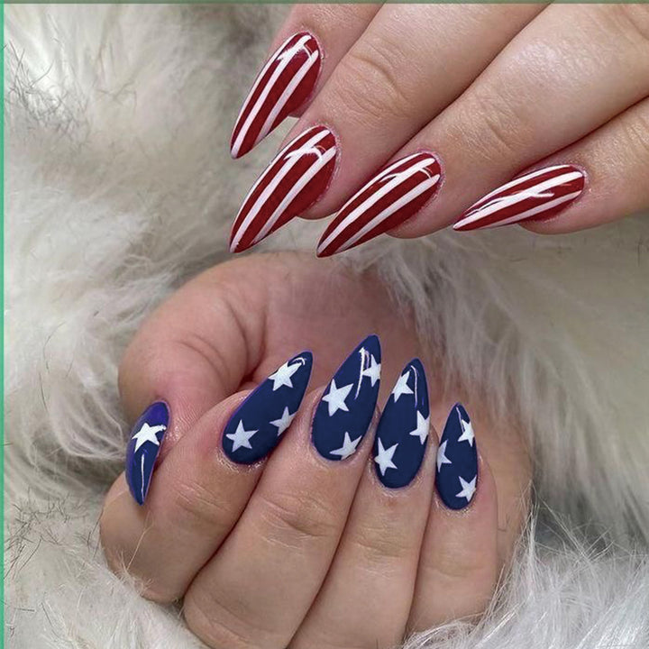 Patriotic Stiletto Press-On Nails Stornfield