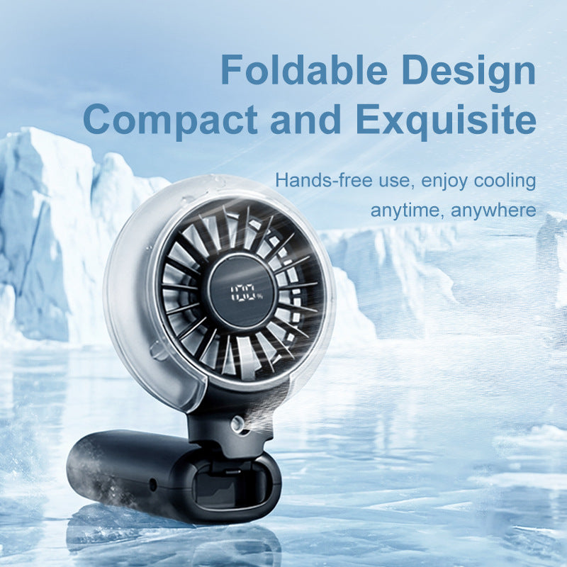 Cooling foldable rechargeable handheld fan with digital battery display and detachable neck strap Stornfield