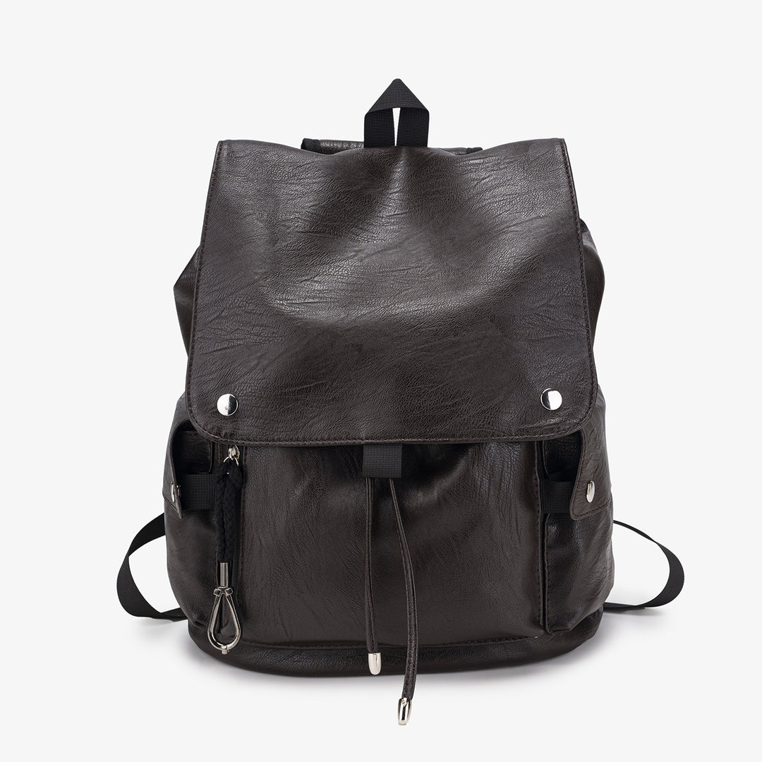 Versatile Vintage-Inspired Faux Leather Backpack