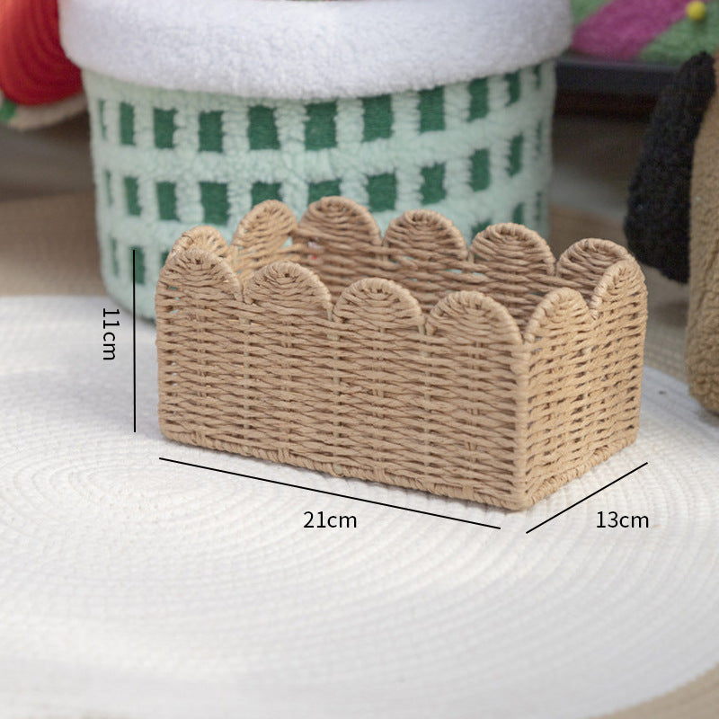 Decorative Woven Storage Tray with Scalloped Edge Stornfield