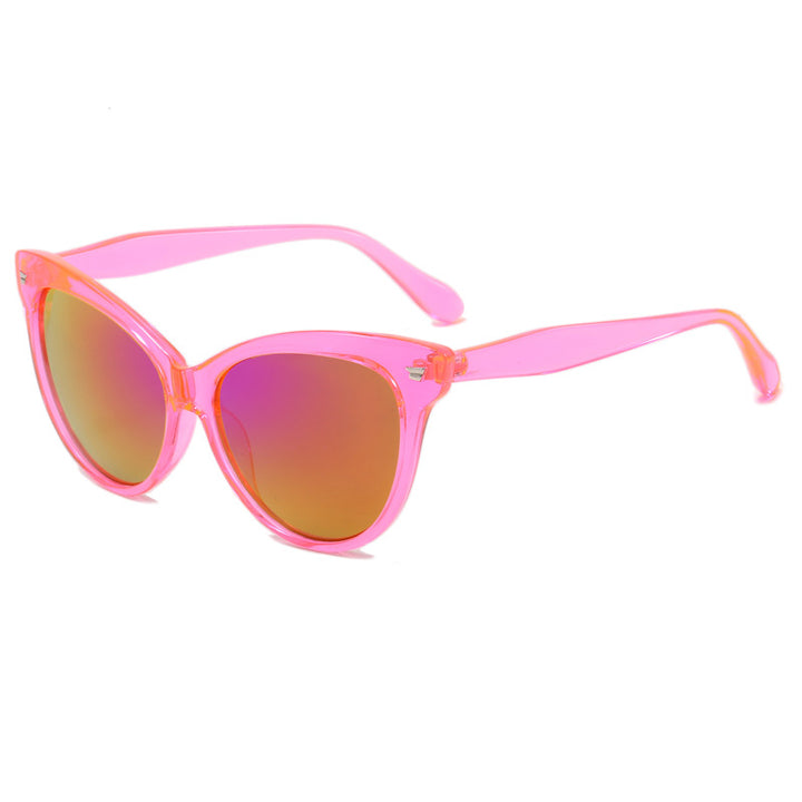 Ladies trendy cat-eye sunglasses with transparent frame and blue lenses Stornfield