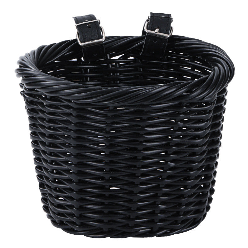 Woven Storage Basket with Adjustable Leather Straps Stornfield