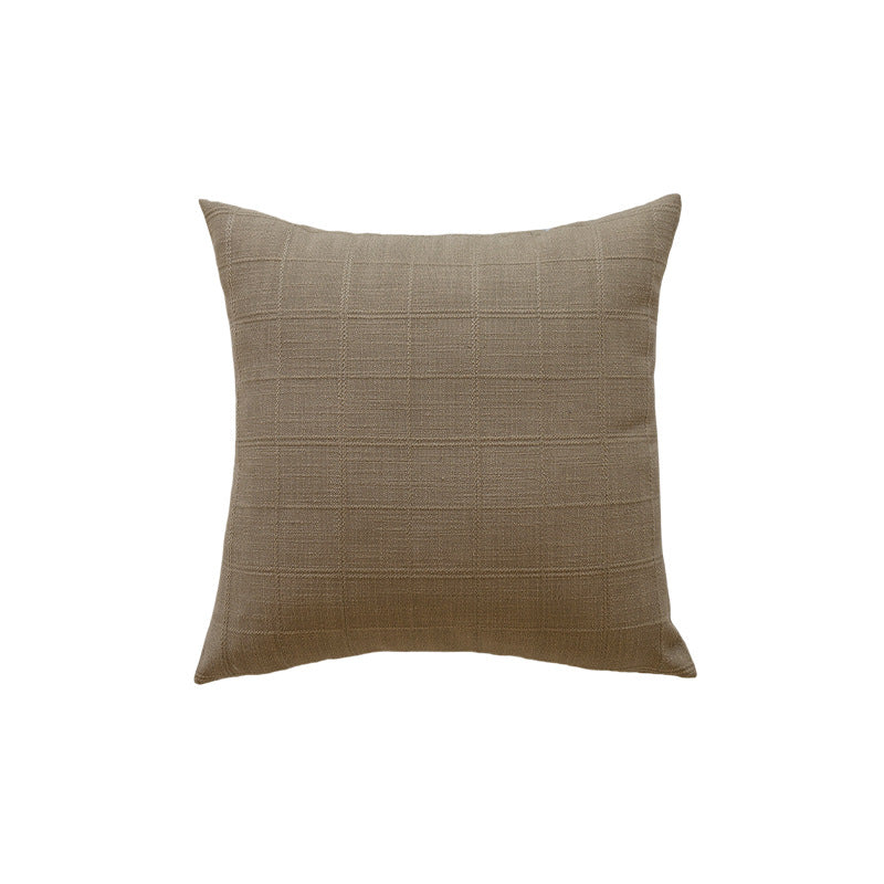 Minimalist Grid-Texture Square Accent Pillow with Hidden-Zip Removable Insert