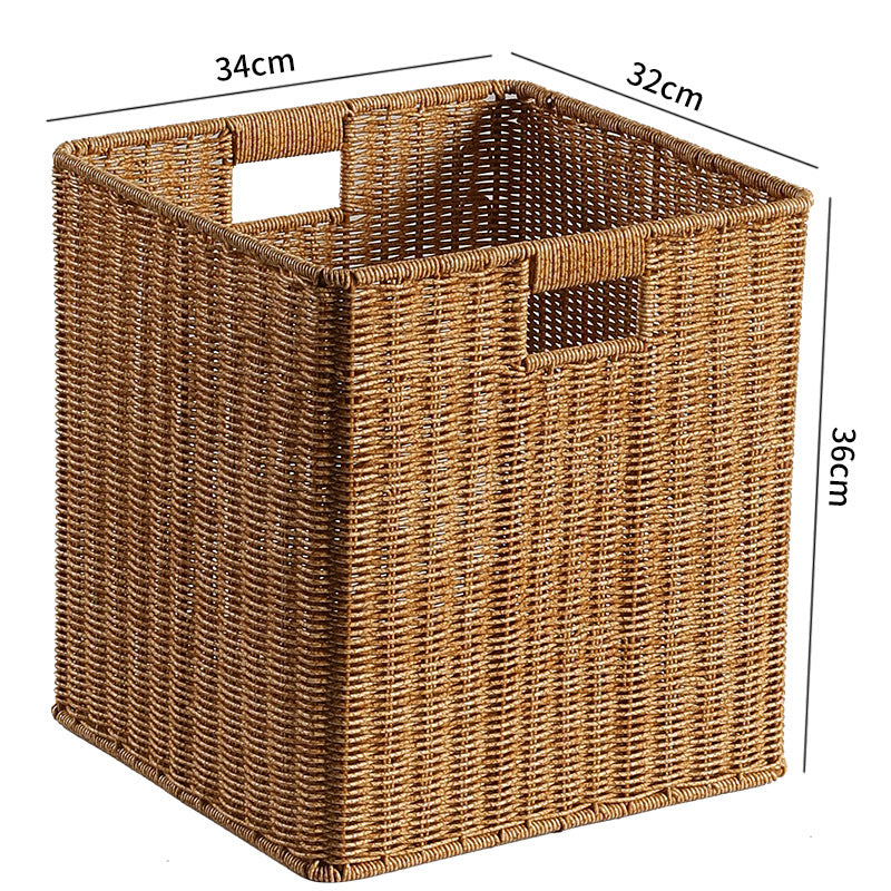 Handwoven Rectangular Storage Basket with Cutout Handles Stornfield