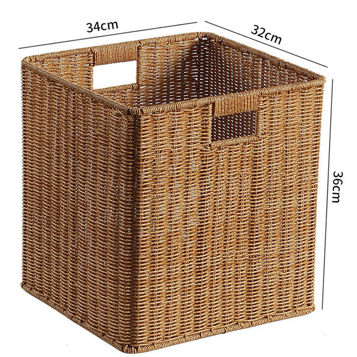 Handwoven Rectangular Storage Basket with Cutout Handles Stornfield