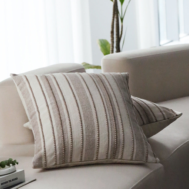 Square decorative cushion cover made of felted bouclé with fine linear texture Stornfield