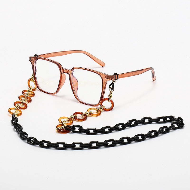 Fashionable Square Frame Glasses with Decorative Chain Stornfield