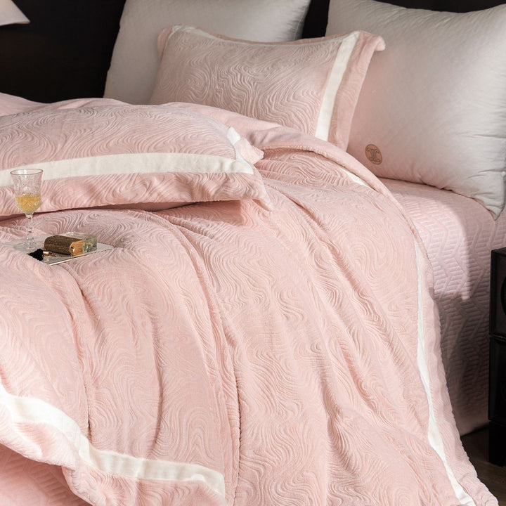 Embroidered Cotton Sateen Duvet Cover Set with Pintuck Panels and Pillow Shams