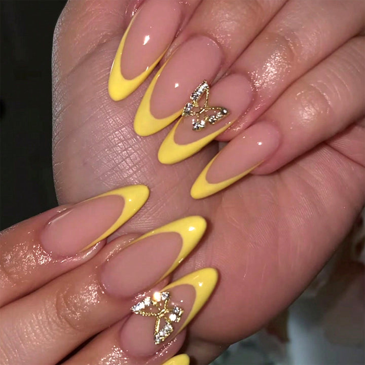 Glamorous Stiletto Press-On Nails with Butterfly Accents Stornfield