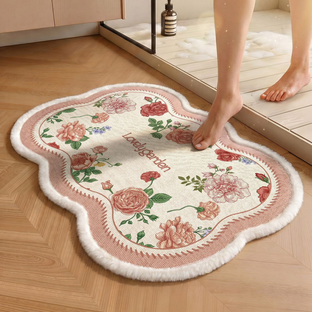Floral Patterned Area Bath Mat