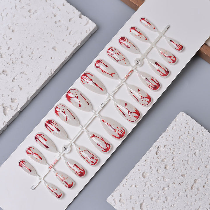 Artistic Abstract Blood-Splattered Press-On Nails Stornfield