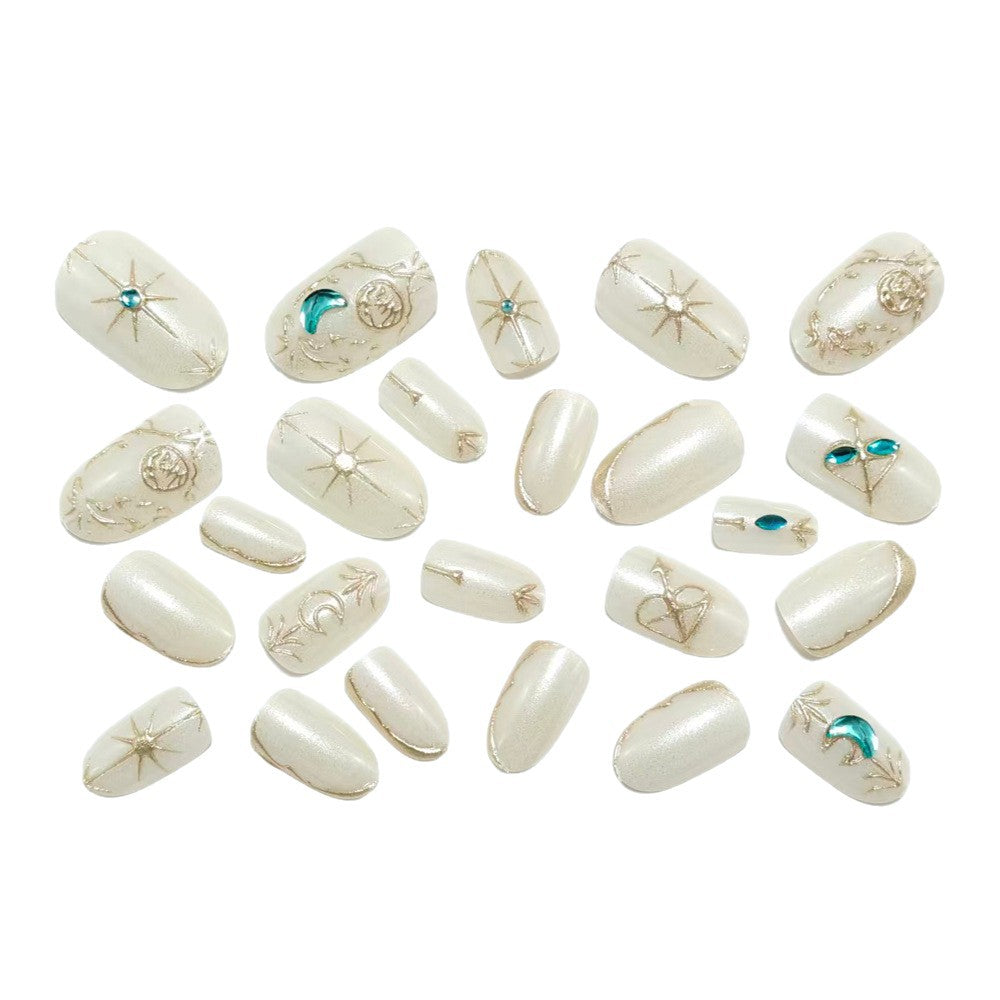 Artificial nails with noble glitter accents and symbol motif Stornfield