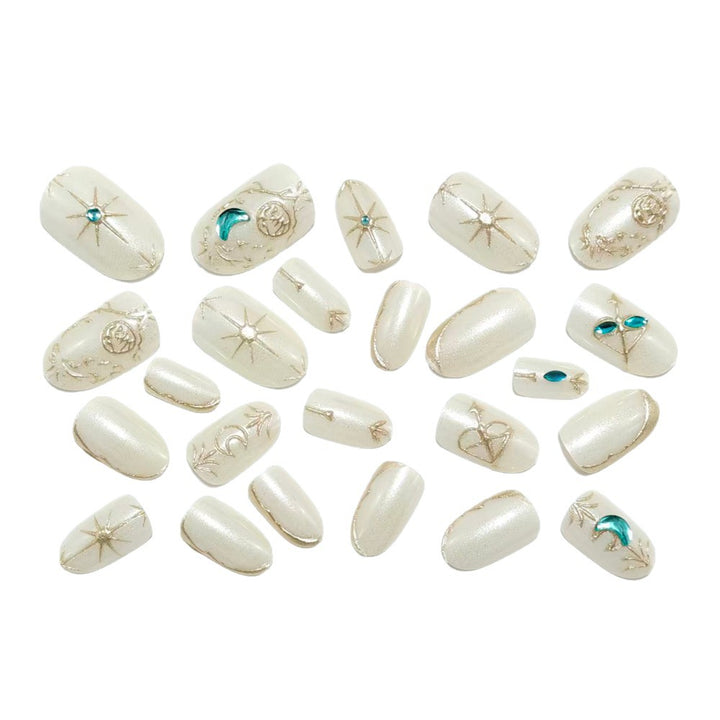 Artificial nails with noble glitter accents and symbol motif Stornfield