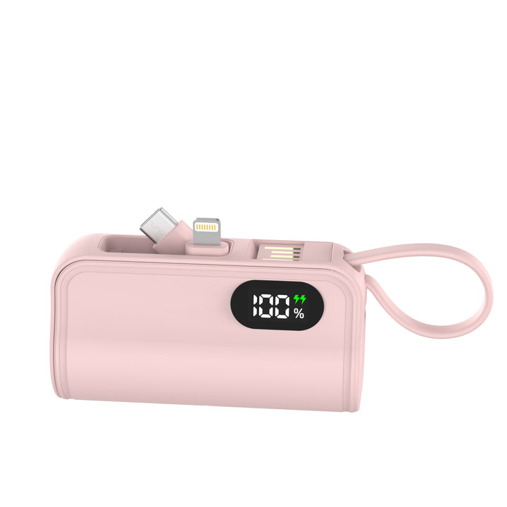 Portable power bank with integrated charging cable and digital capacity display Stornfield
