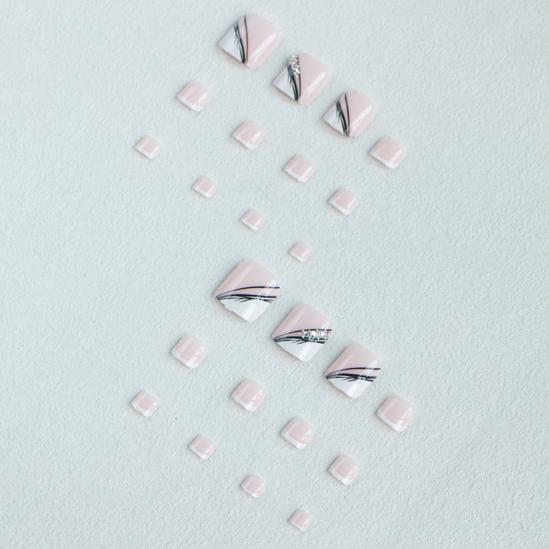 Elegant French Tip Pedicure Nail Art