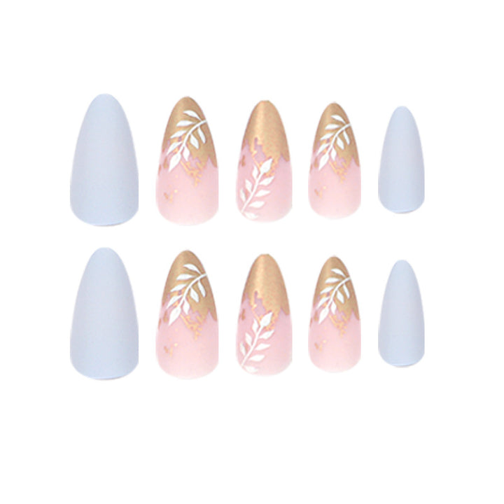 Artificial Stiletto Nails with Elegant Leaf Design Stornfield