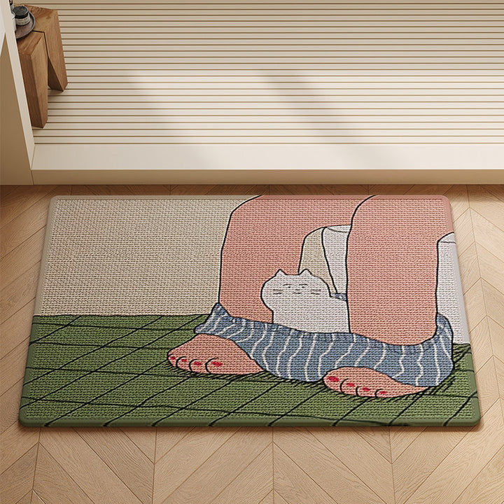 Playful Cat-Themed Bathroom Mat