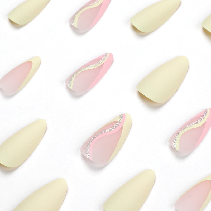 Stylish artificial nails with elegant wave pattern and matte finish Stornfield