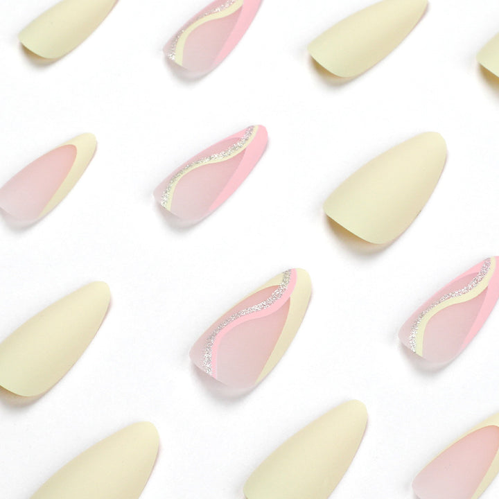 Stylish artificial nails with elegant wave pattern and matte finish Stornfield