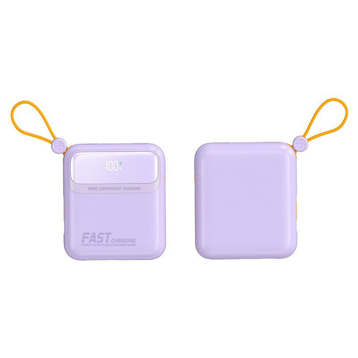 Compact power bank with integrated cable management and digital charge level display Stornfield